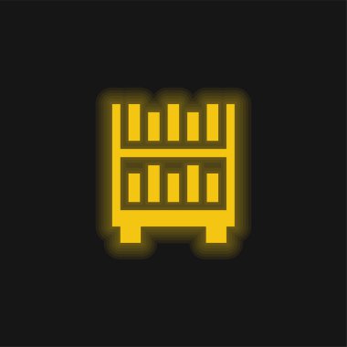 Kitaplık sarı parlak neon simgesi