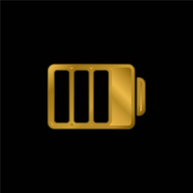 Üç Çeyrek şarj edilmiş altın kaplama metalik simge veya logo vektörü ile pil durumu