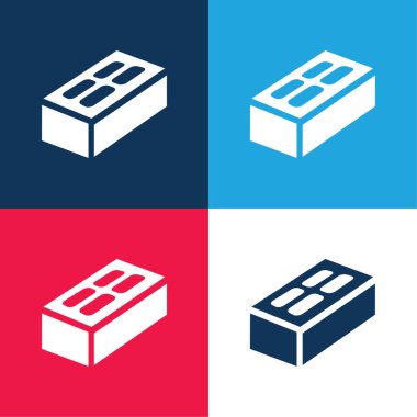 Tuğla mavi ve kırmızı dört renk minimal simge kümesi