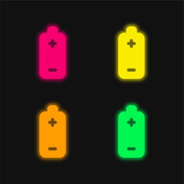 Pil dört renk parlayan neon vektör simgesi