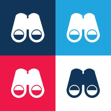 Dürbün mavi ve kırmızı dört renk minimal simge kümesi