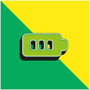 Pil Yeşil ve Sarı modern 3D vektör simgesi logosu