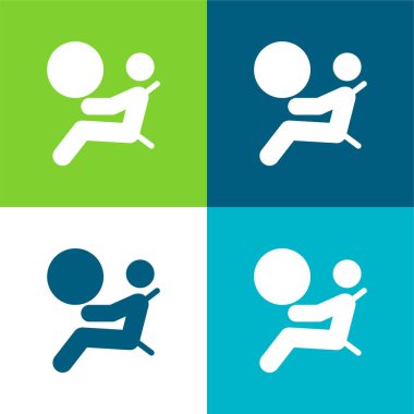 Hava yastığı Düz 4 renk minimal simge seti