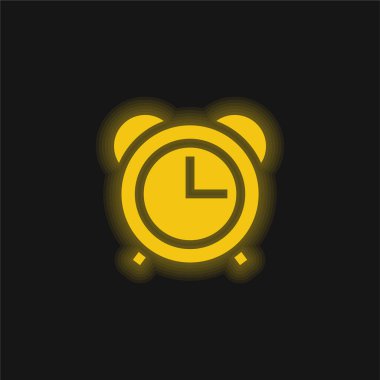 Alarm Saati sarı parlayan neon simgesi