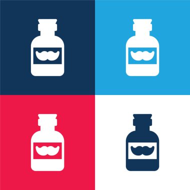 Berber mavisi ve kırmızı dört renk minimal simge kümesi