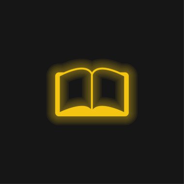 Book Opened Symmetrical Shape yellow glowing neon icon clipart