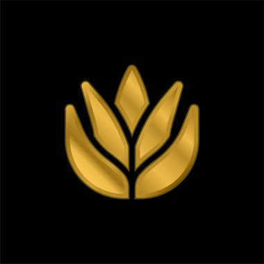 Aloe Vera altın kaplama metalik simge veya logo vektörü