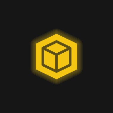 3D sarı parlak neon simgesi