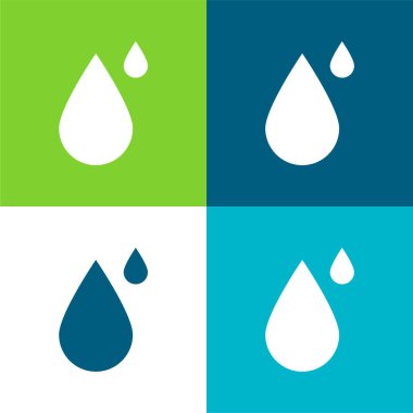 Big And Small Drops Flat four color minimal icon set clipart