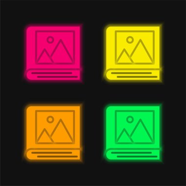 Album four color glowing neon vector icon clipart