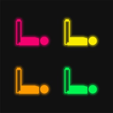 Bacaklarla Yatan Çocuk Dört Renkli Parlak neon vektör simgesi
