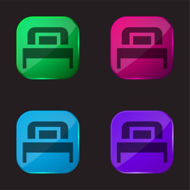 Yatak dört renkli cam düğme simgesi
