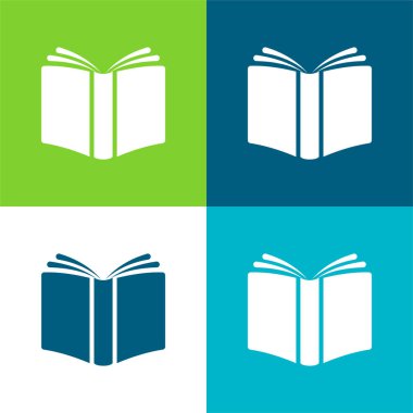 Kitap Kapağı Düz 4 renk minimal simgesi seti