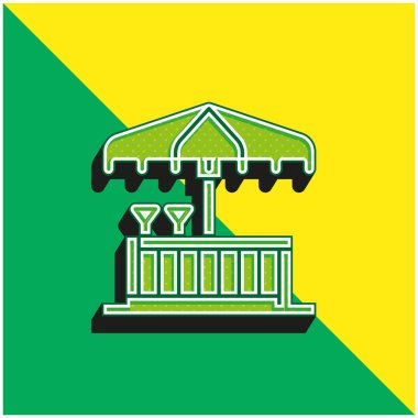 Plaj Çubuğu Yeşil ve Sarı Modern 3D vektör simgesi logosu