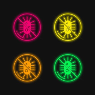 Bacteria four color glowing neon vector icon clipart