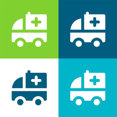 Ambulans Düz Renk en az simge seti