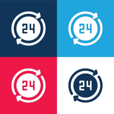 24 Saat mavi ve kırmızı dört renk en az simge kümesi