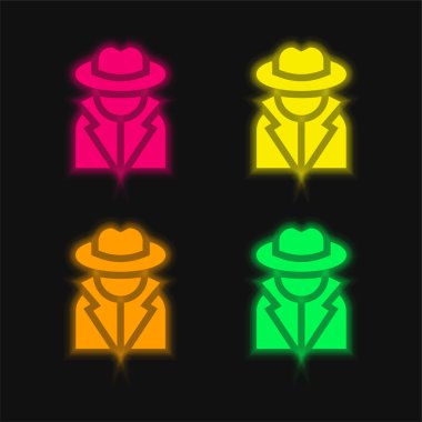 Anonim dört renk parlayan neon vektör simgesi