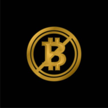 Kesik altın kaplama metal simge veya logo vektörü ile Bitcoin Kabul Edilemedi