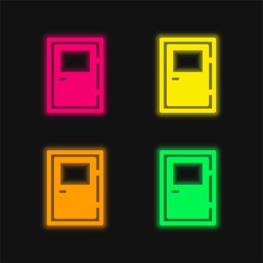 Büyük Kapı dört renk parlayan neon vektör simgesi