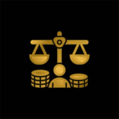 Altın kaplama metalik simge veya logo vektörünü dengele