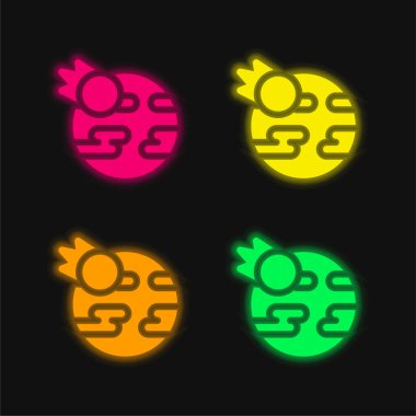 Armageddon dört renk parlayan neon vektör simgesi
