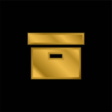 Kutu altın kaplama metalik simge veya logo vektörü