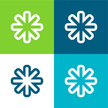 Asterisk Ana Hattı Düz 4 renk minimal simgesi seti