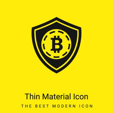 Bitcoin Güvenlik Kalkanı Sembolü Asgari parlak sarı madde simgesi