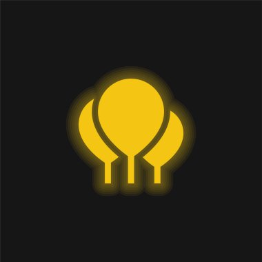 Balonlar sarı parlayan neon simgesi