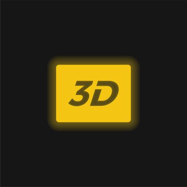 3D Sign yellow glowing neon icon clipart