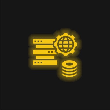 Büyük Veri Sarı Parlayan Neon simgesi