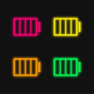 Dört Boş Bölümlü Batarya Parlak neon vektör simgesi