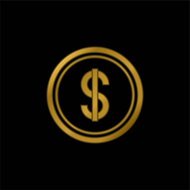 Amerikan Doları altın kaplama metalik simge veya logo vektörü