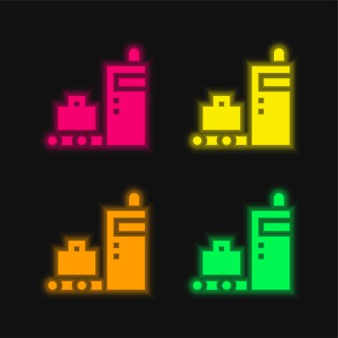 Yük dört renk parlayan neon vektör simgesi