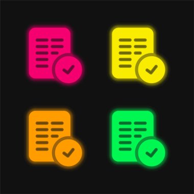 Accept four color glowing neon vector icon clipart