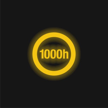 1000h Circular Label Lamp Indicator yellow glowing neon icon clipart