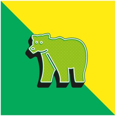 Bear Green and yellow modern 3d vector icon logo clipart