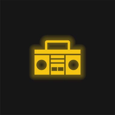 Sarı renkli parlak neon ikonlu Boom Box