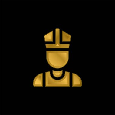 Bishop altın kaplamalı metalik simge veya logo vektörü