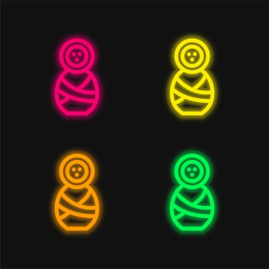 Bebek Dış Hattı dört renkli parlak neon vektör simgesi
