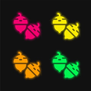 Dört renk parlak neon vektör simgesi