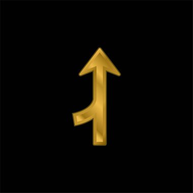 Ok Simgesi Altın kaplama metalik simge veya logo vektörünü birleştir