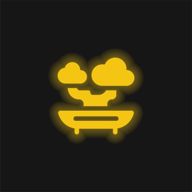 Bonsai sarı parlak neon ikonu