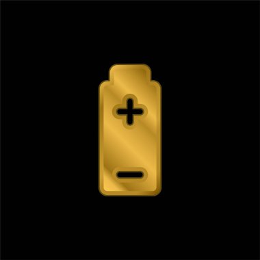 Pil altın kaplamalı metalik simge veya logo vektörü