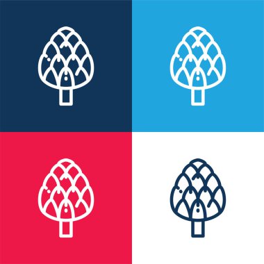Artichoke blue and red four color minimal icon set clipart