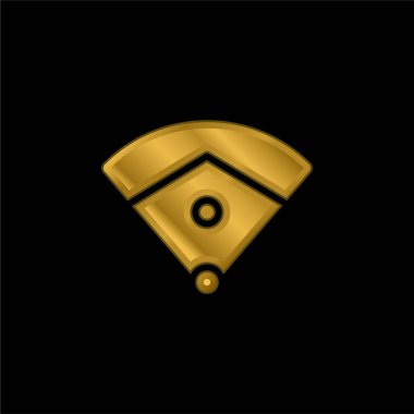 Baseball Field gold plated metalic icon or logo vector clipart