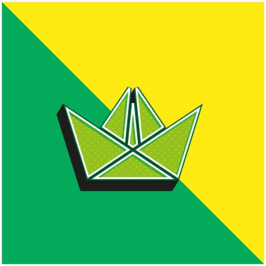 Tekne Yeşil ve Sarı modern 3D vektör simgesi logosu