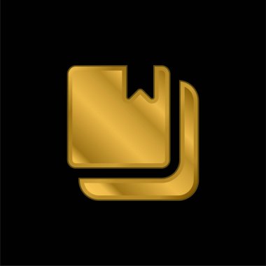 Yer imi altın kaplamalı metalik simge veya logo vektörlü kitaplar