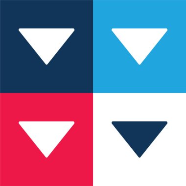 Arrow Down Filled Triangle blue and red four color minimal icon set clipart